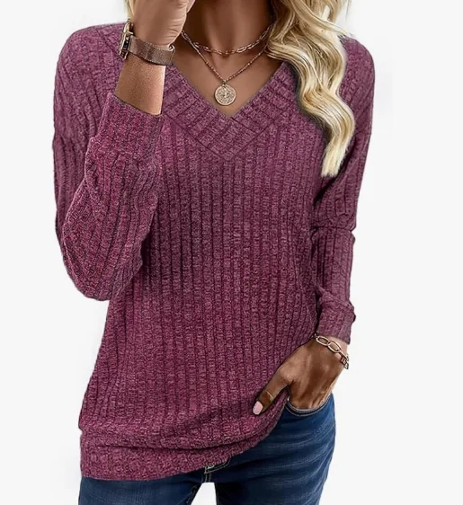 Damen Pullover Herbst V-Ausschnitt