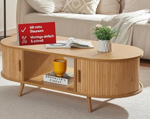 Coffee Table with 2 Sliding Doors