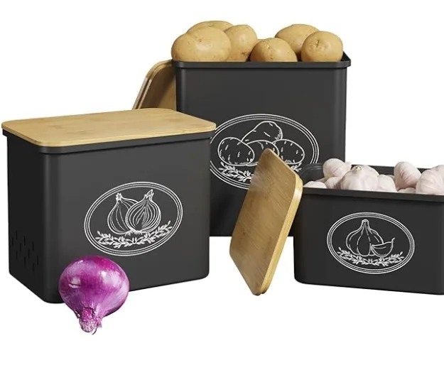 Plastic container for potato onion garlic storage