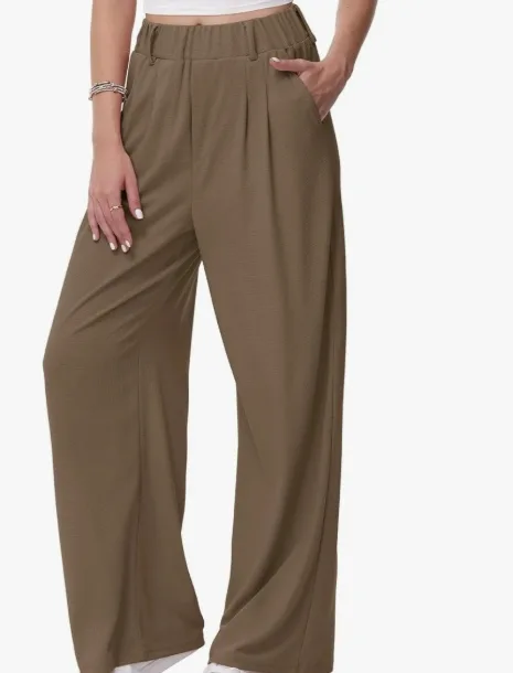 Weite Hosen Damen Bügelfreie Stoffhose Mit Taschen