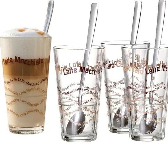8er-Set Latte-Macchiato-Gläser mit Löffeln