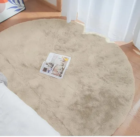 Beige Round Fluffy 90 cm