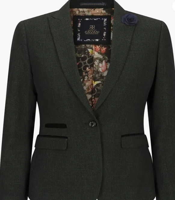 Tweed Blazer Grün Kariert Wolle Klassische Jagdjacke Vintage